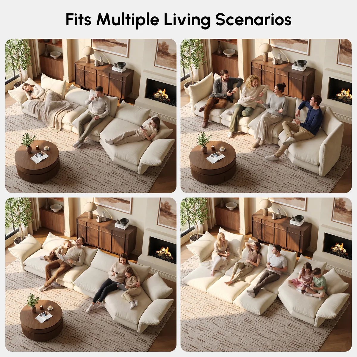 111" 3-Piece Chenille Sectional Sofa with Adjustable Armrests & Backrest — image 27