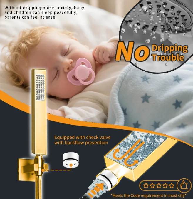 Wall-Mounted Shower System in Gold Thermostatic 4 Functions — image 7
