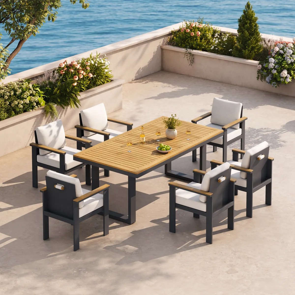 Tevara Outdoor Extendable Teak & Aluminum Dining Table — image 4