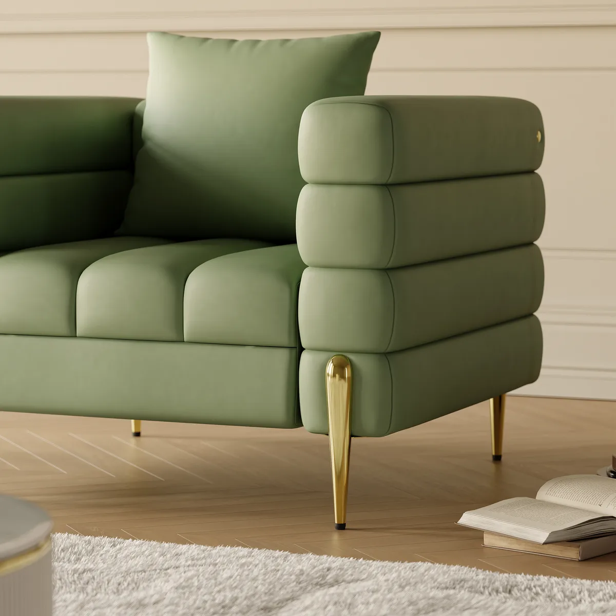 78.7" Modern White Boucle Upholstered Fluted 3-Seater Sofa for Living Room with Pillow White Boucle Accent Chair Modern Modular Armchair — image 17