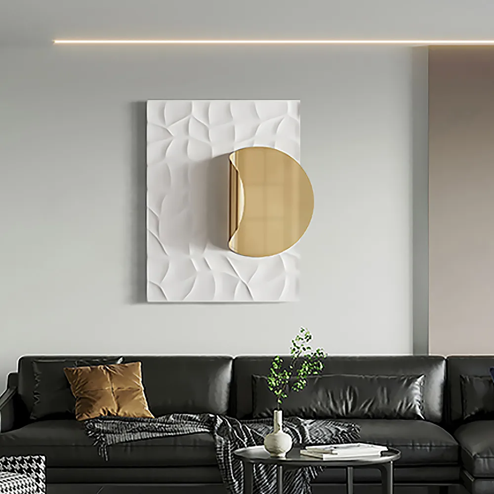 Rectangle Geometric 3D Wall Decor Background 23.6" x 35.4" Modern Metal in Gold Wall Art — image 2