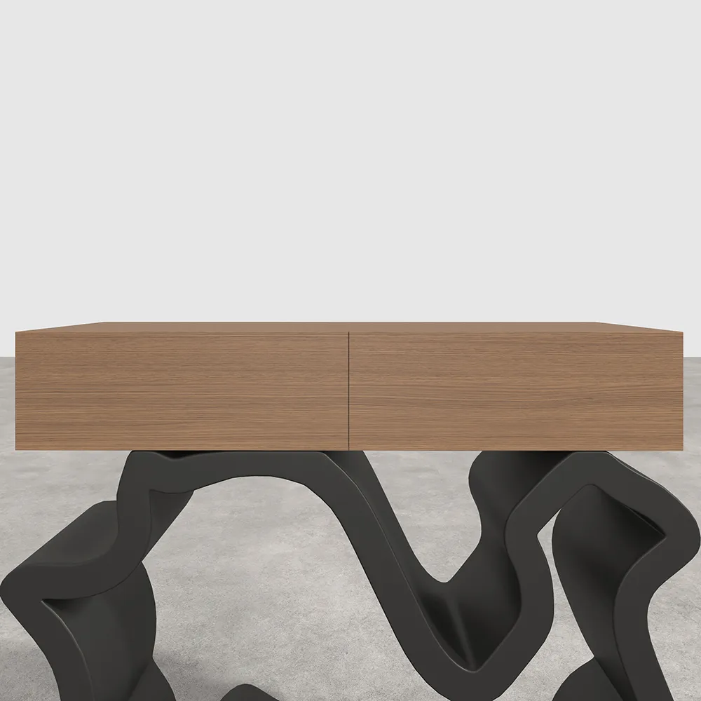 39.4" Modern Walnut & Black Console Table with Drawers — image 9