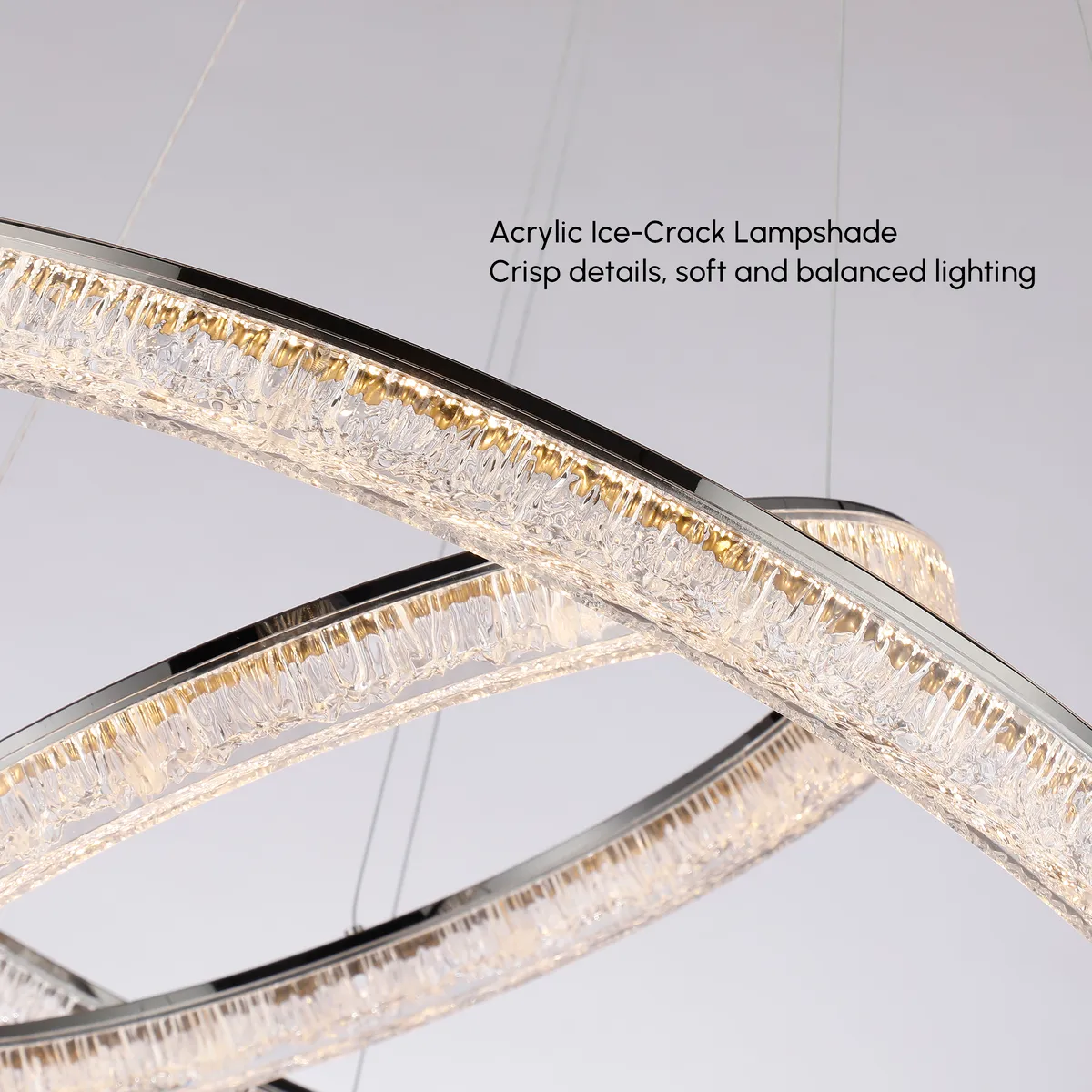Modern Double Ring LED Chandelier – 31.5", Adjustable Suspension, 3-Color Dimmable — image 7