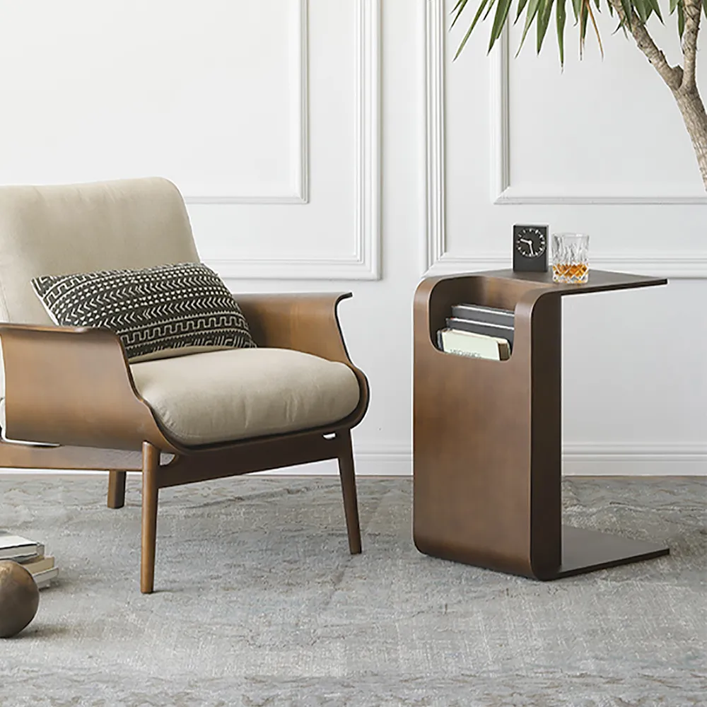 Oak Wood C-Style End Table — image 4