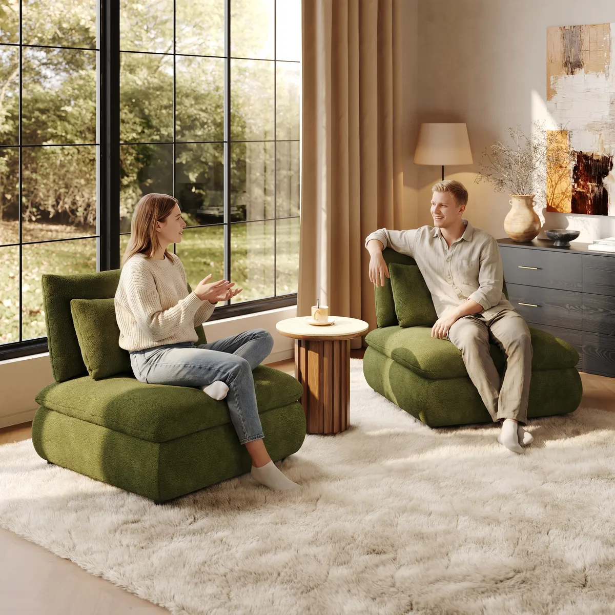3-Piece Chenille Modular Sectional Sofa with Hidden Storage — image 4
