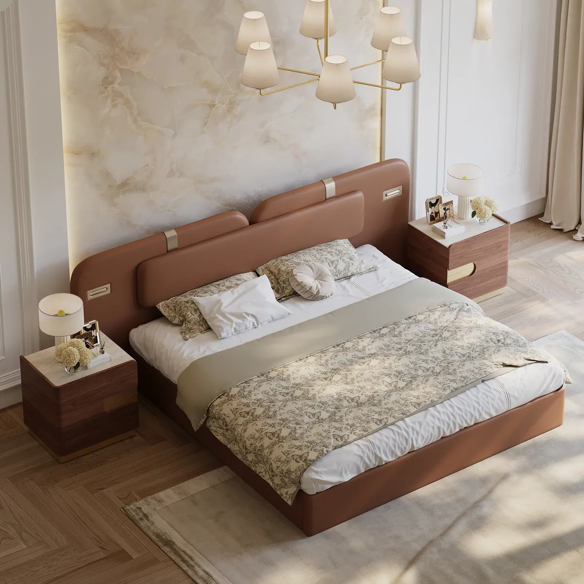 Horva King Faux Leather Platform Bed — image 5