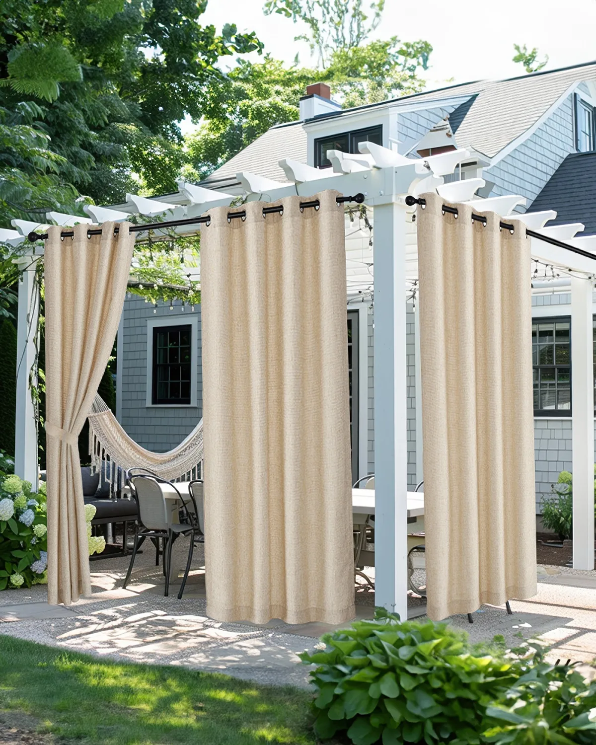 Munich Woven Patterned Textured Waterproof Custom Outdoor Curtain — image 4