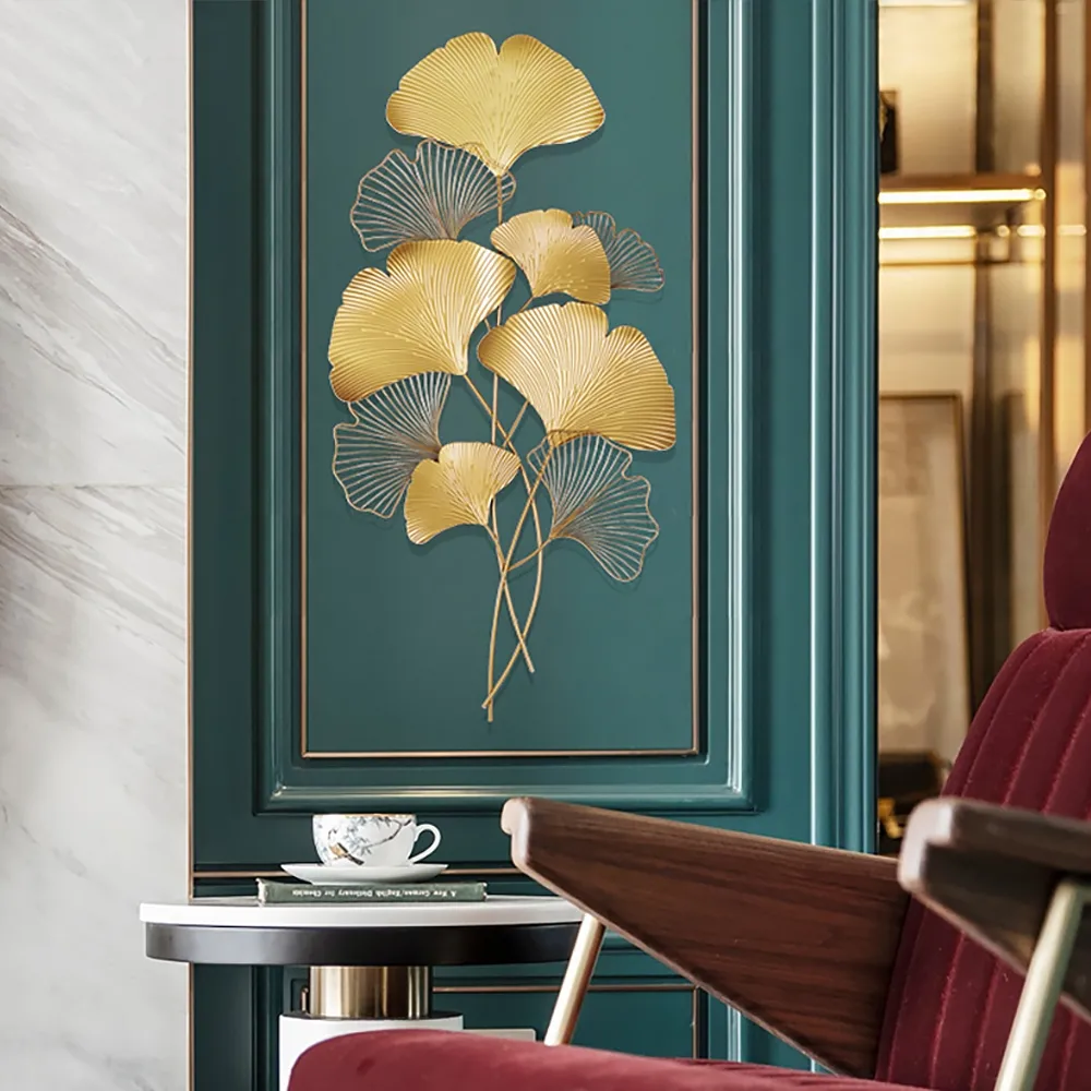 Modern Metal Ginkgo Leaves Wall Decor Home Hanging Art — image 2
