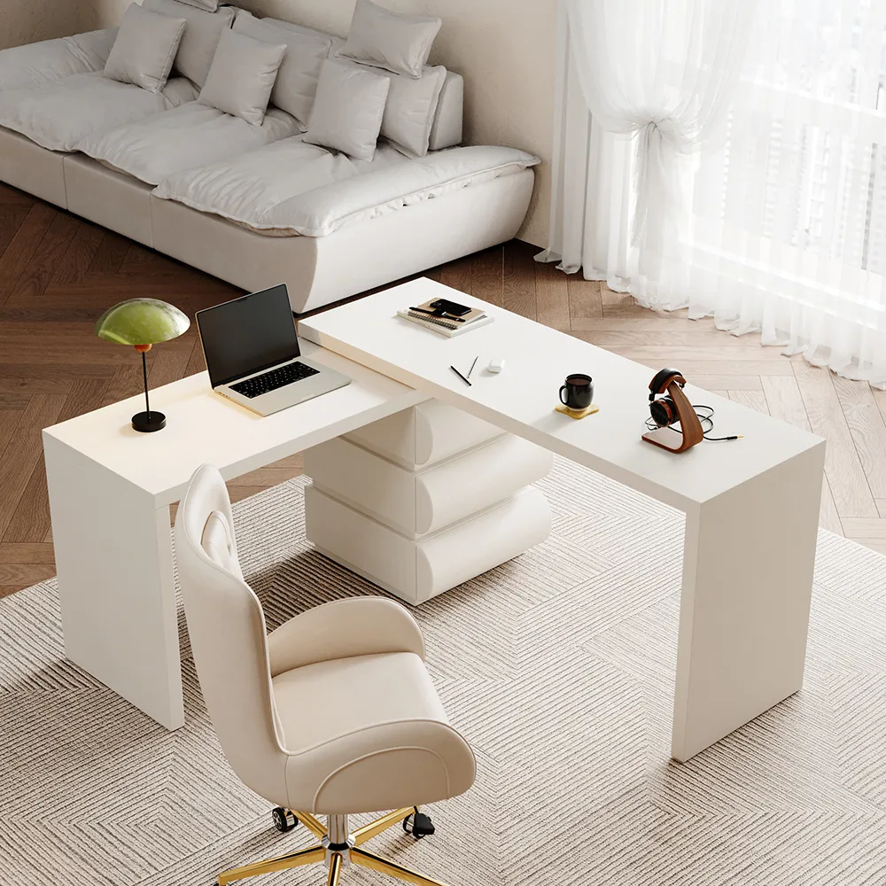 Humply Modern Minimalist Style L Shaped Desk Solid 60 Inch Executive Office Desk — image 3