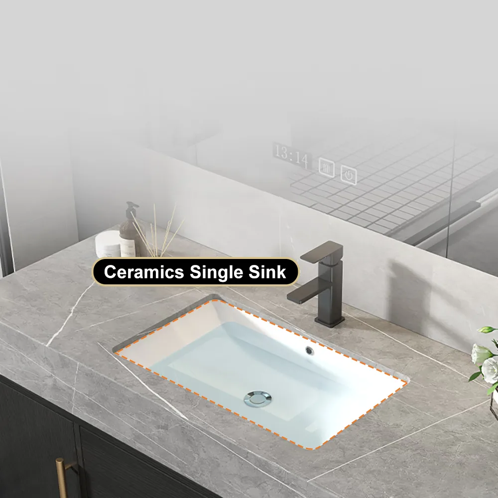 59" Double Sink Bathroom Vanity with Gold Handles – Walnut Modern Floating Vanity — image 26