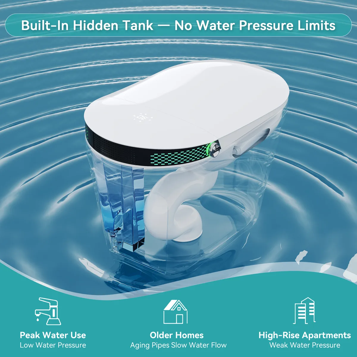 Glowin K5 Smart Bidet Toilet with Built-in Tank, Auto Open Lid & Child Seat — image 3