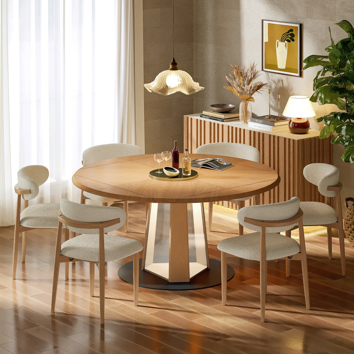 36"-47" Solid Wood Extendable Dining Table with Light — image 24