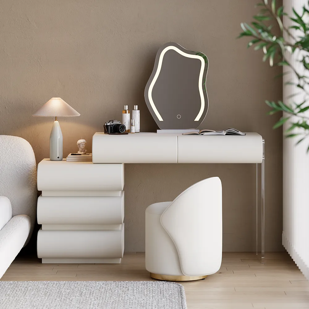 Bedroom Dresser & Vanity Desk Set 6-Drawer Dresser Chest & White Makeup Vanity Set — image 4