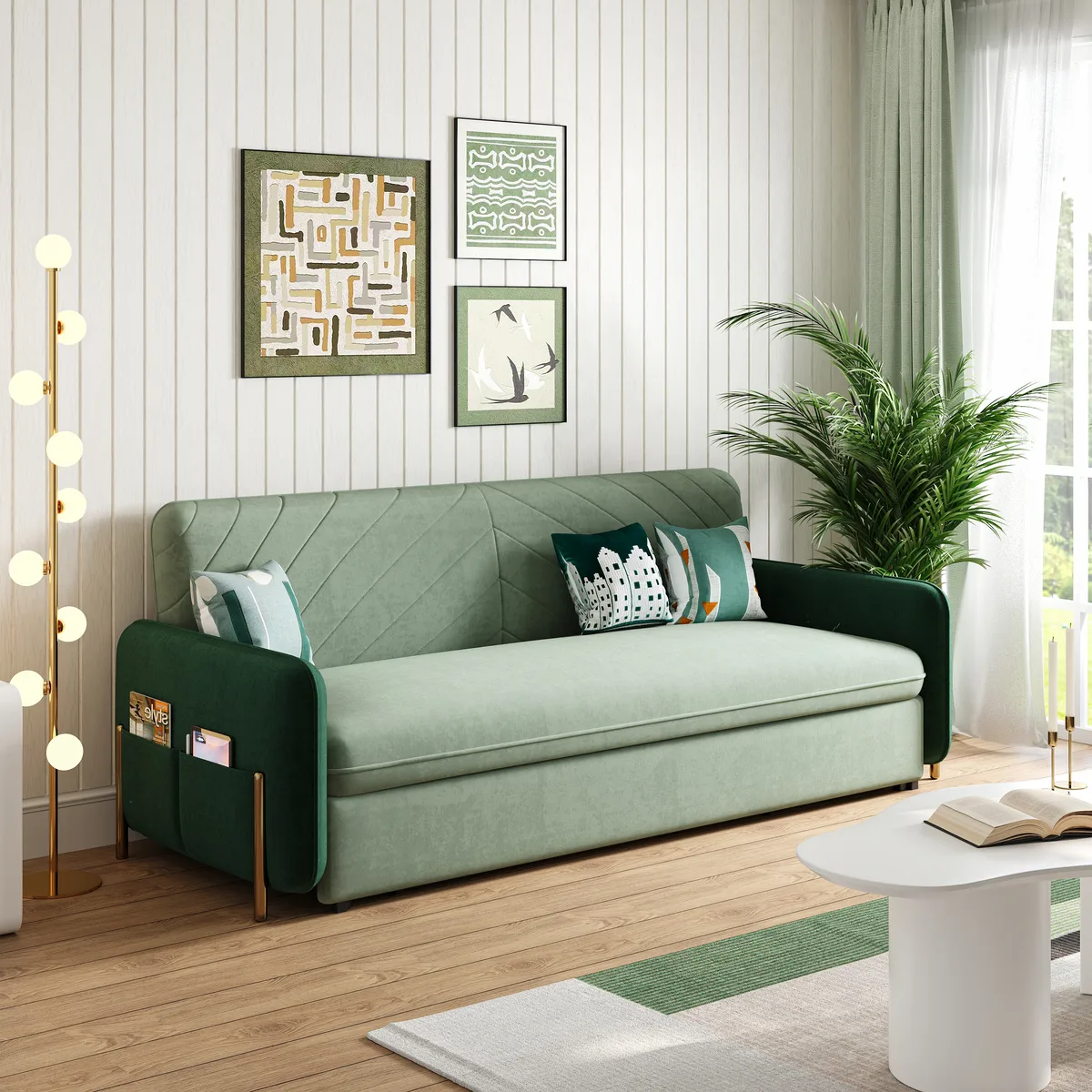68" Full 2-Seater Boucle Convertible Sleeper Sofa — image 23