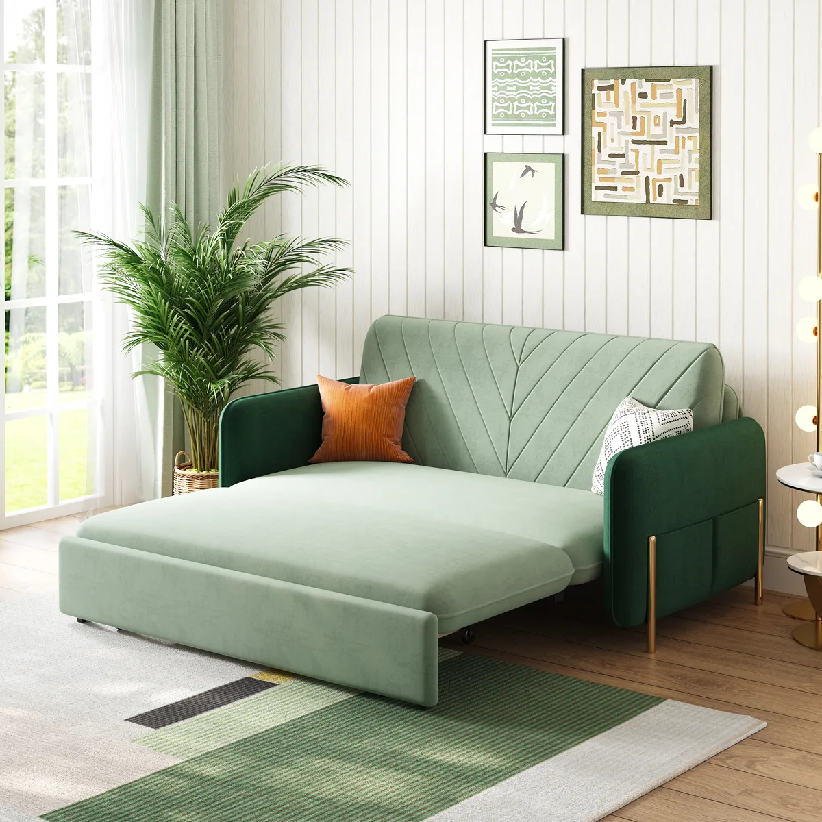 68" Full 2-Seater Boucle Convertible Sleeper Sofa — image 13