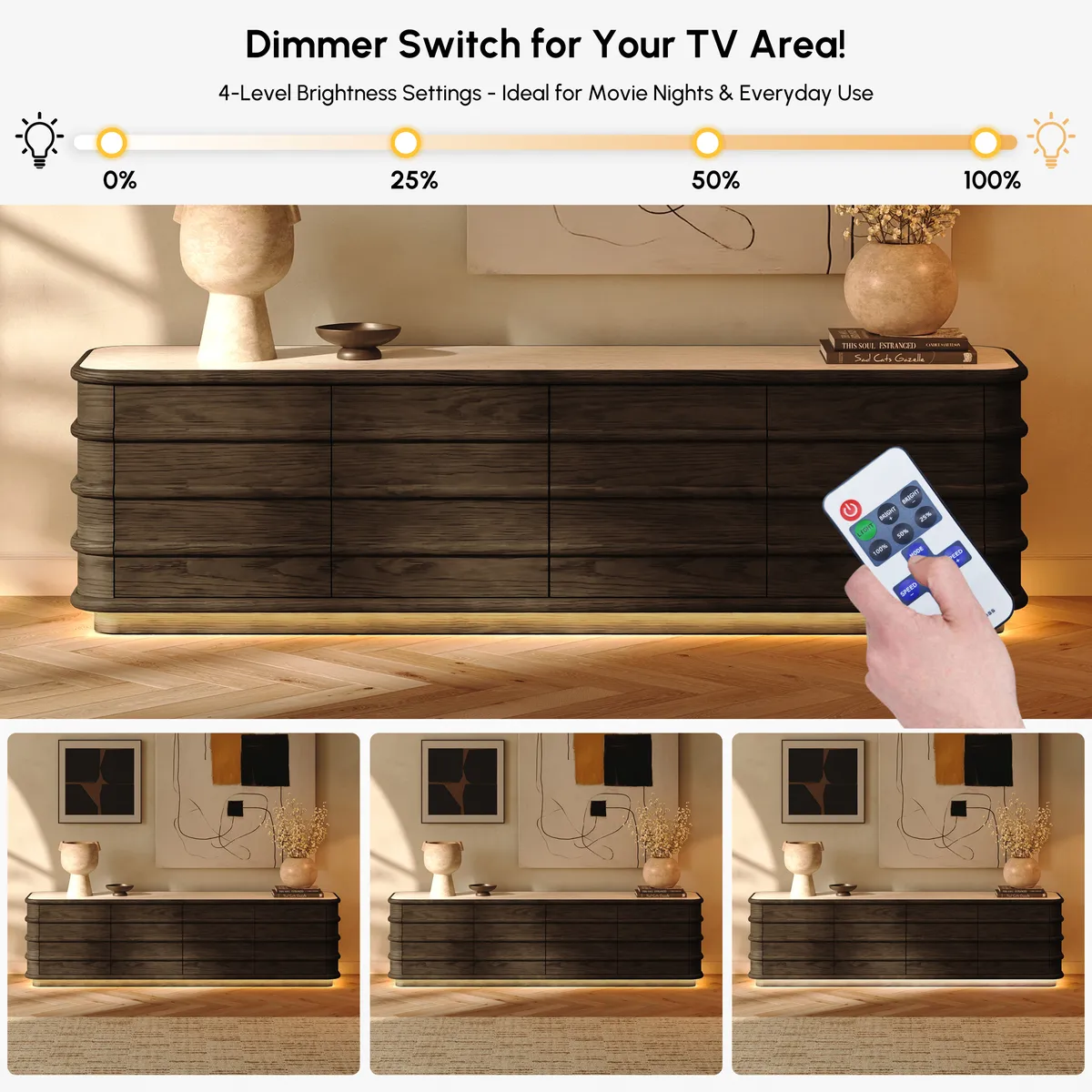 80" Ash Wood TV Stand with Sintered Stone Top — image 27