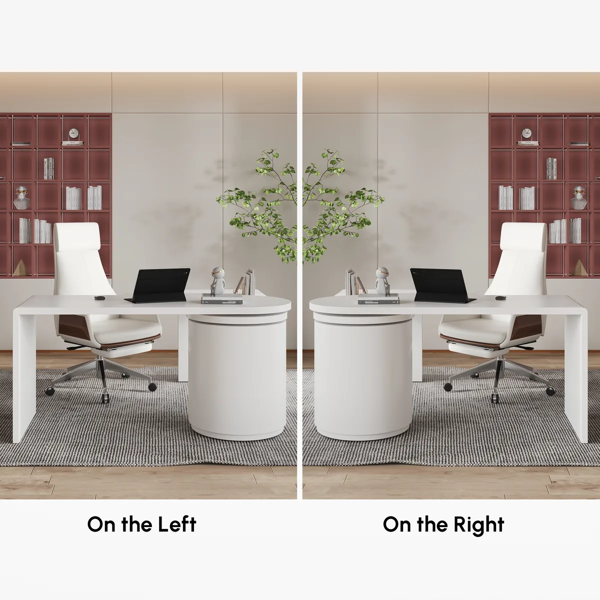 Modern 60" L-Shaped Walnut Office Desk with Drawers, Rotating Design — image 7