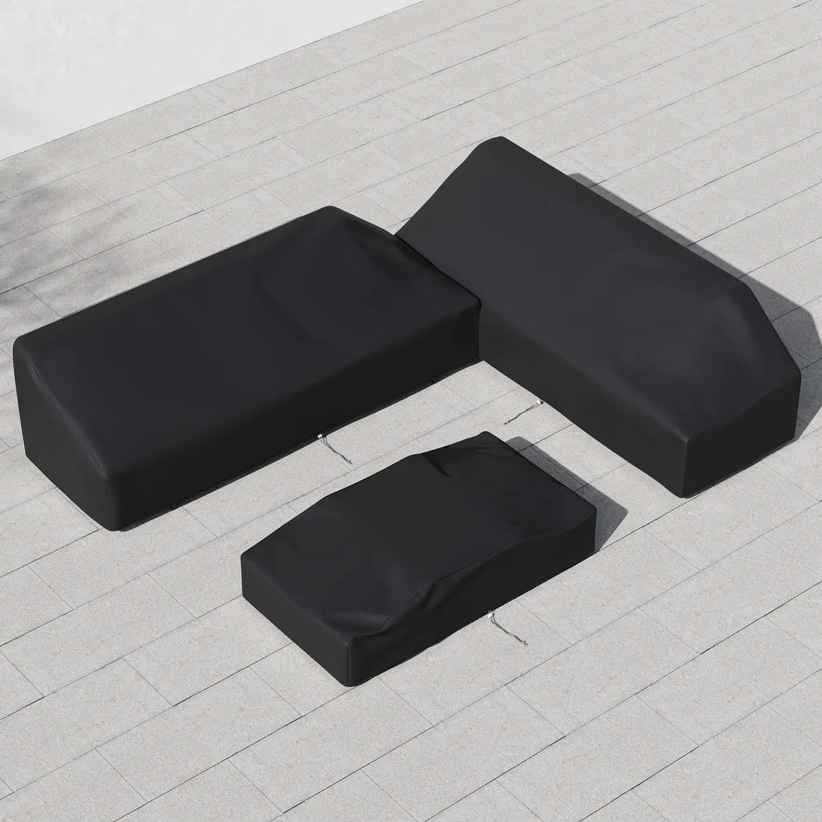 Tevara 7-Piece Outdoor Teak & Aluminum Modular Sofa Set for 6 with Ivory Cover — image 13