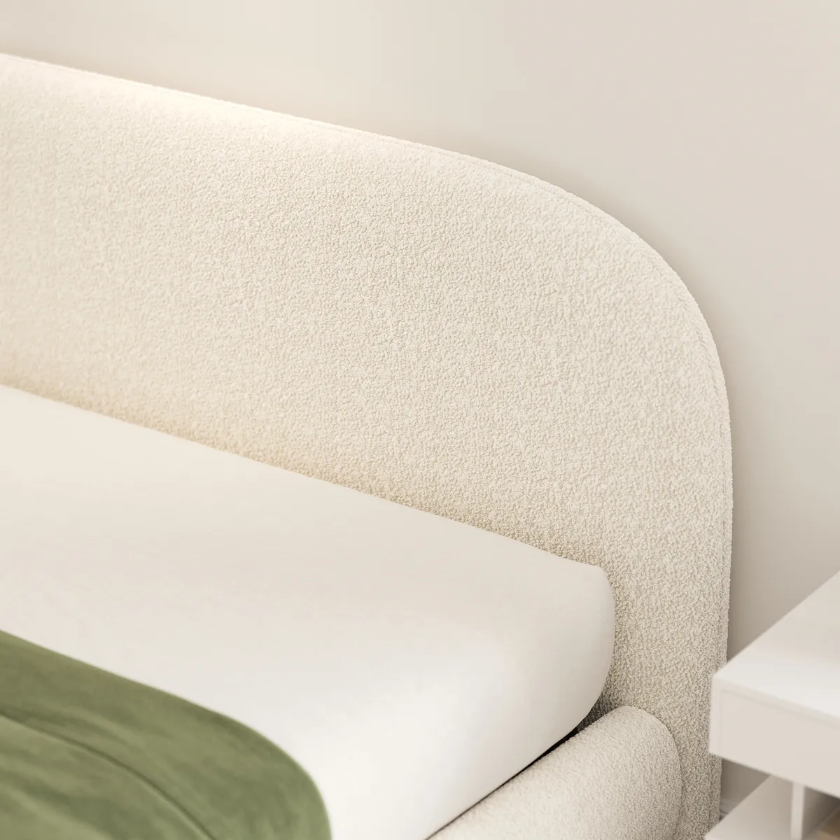 King Size Boucle Upholstered Floating Bed Frame with Light — image 7