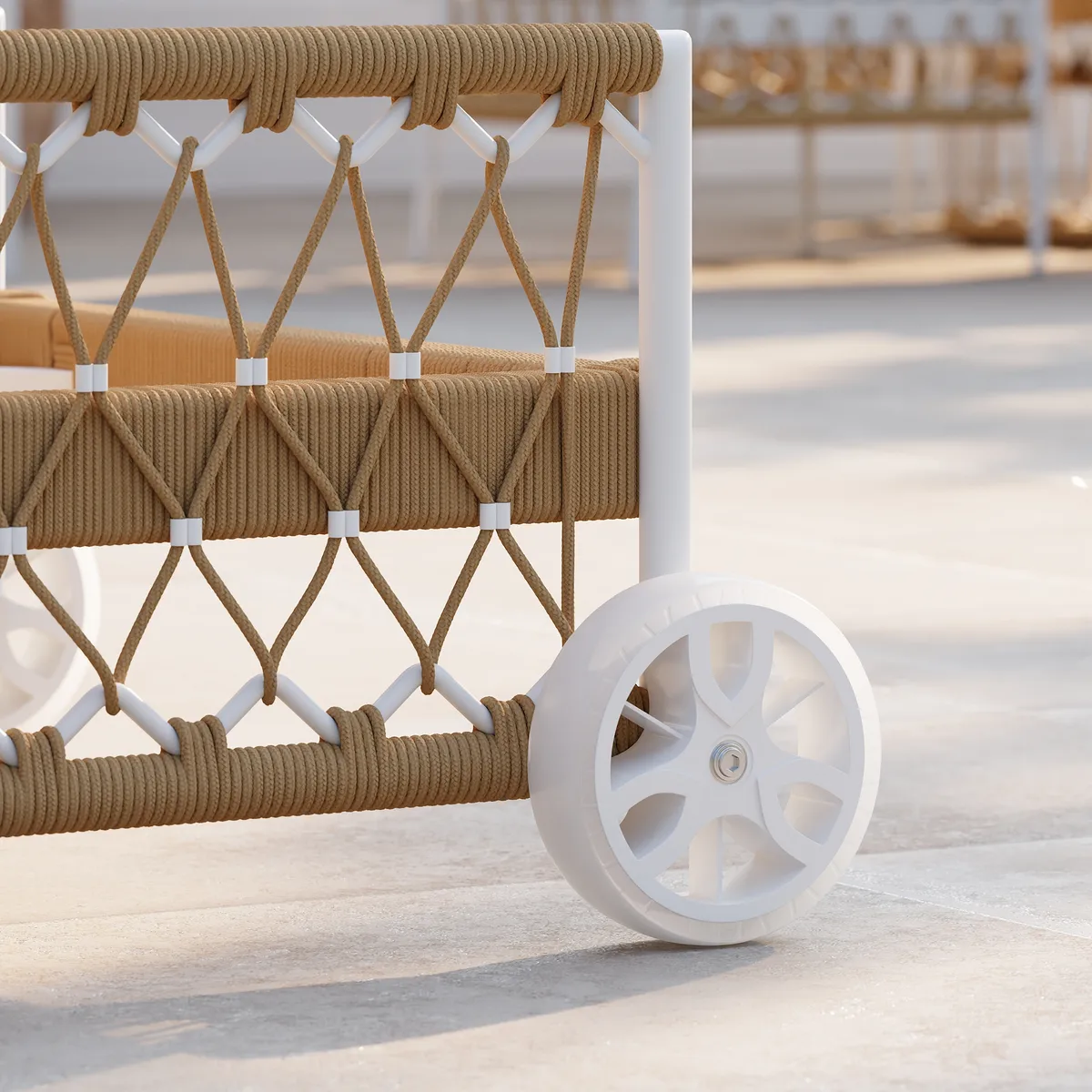 79.5" Ropipe Outdoor Rope-Woven Lounge Chair with Adjustable Backrest & Wheels — image 10
