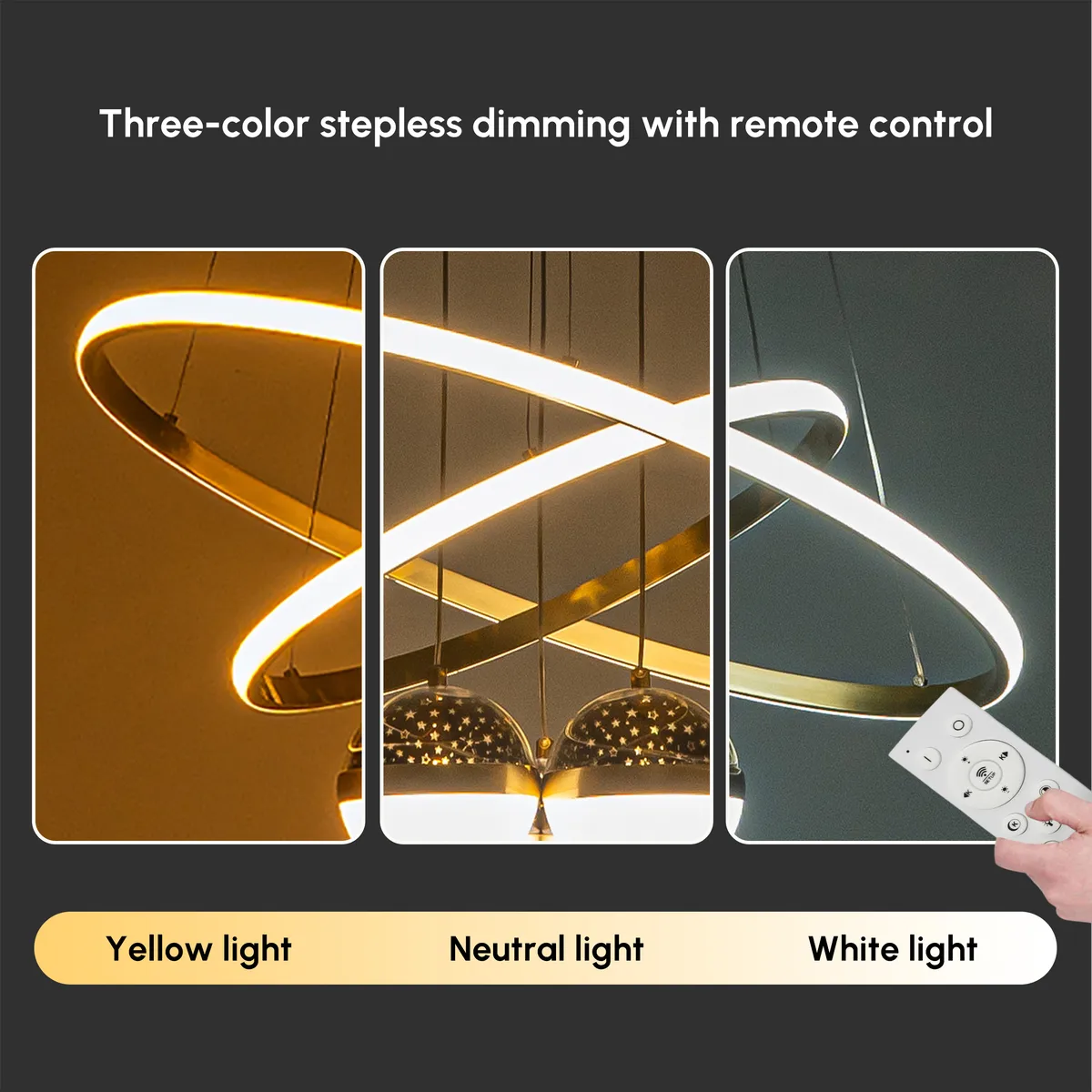 24" 5-Light LED Chandelier with Starry Projection, Dimmable & Adjustable — image 10
