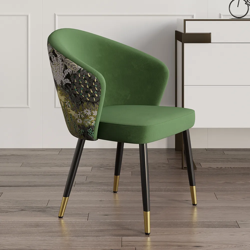 Modern Velvet Dining Chairs Upholstered Blue Dining Room Chairs with Arm — image 2
