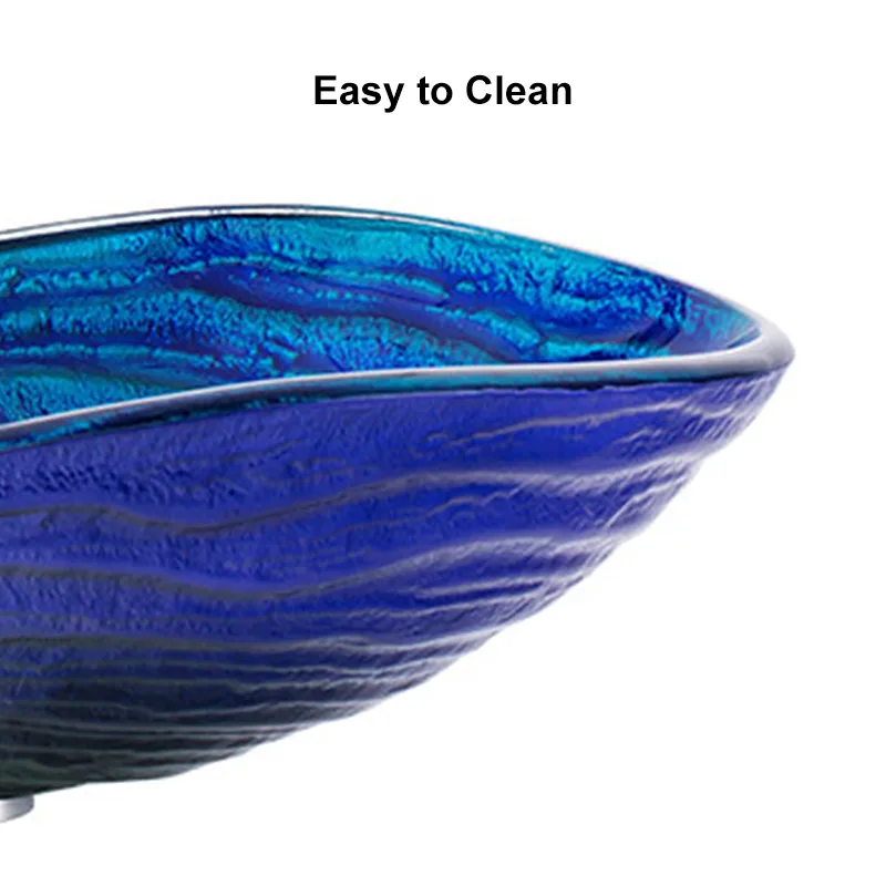 Tempered Glass Multicolor Teardrop-Shaped Bathroom Vessel Sink Wash Sink — image 5