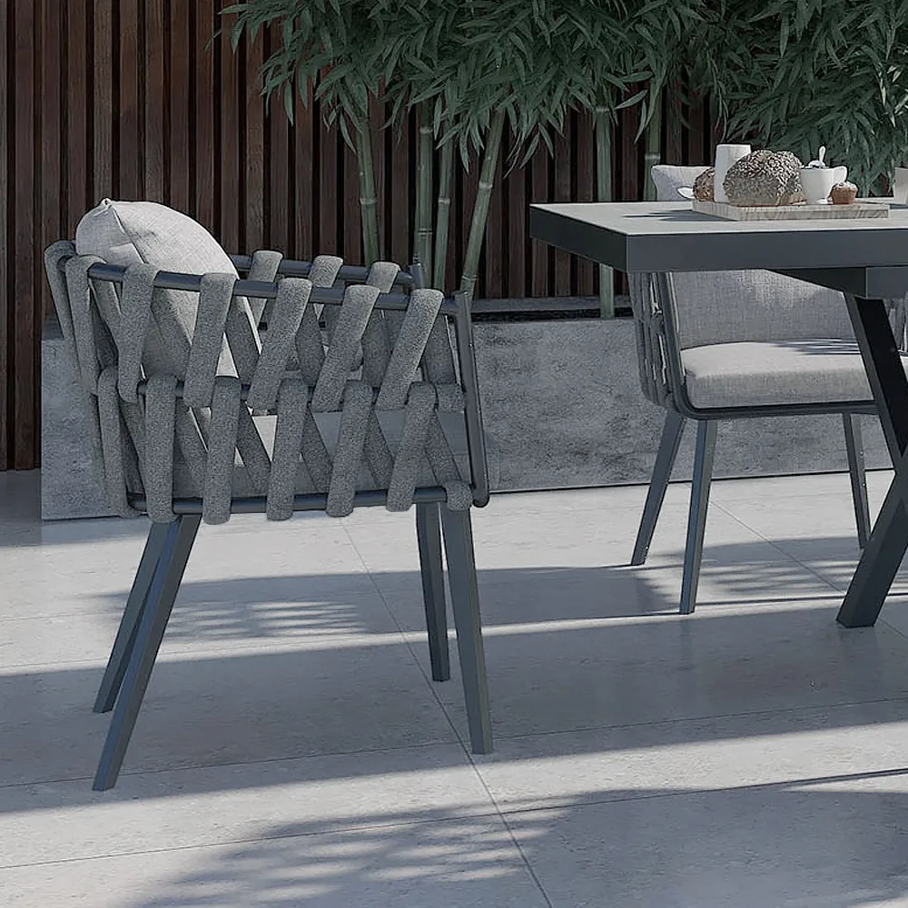 Outdoor Rope Weave & Aluminum Dining Chairs — image 14