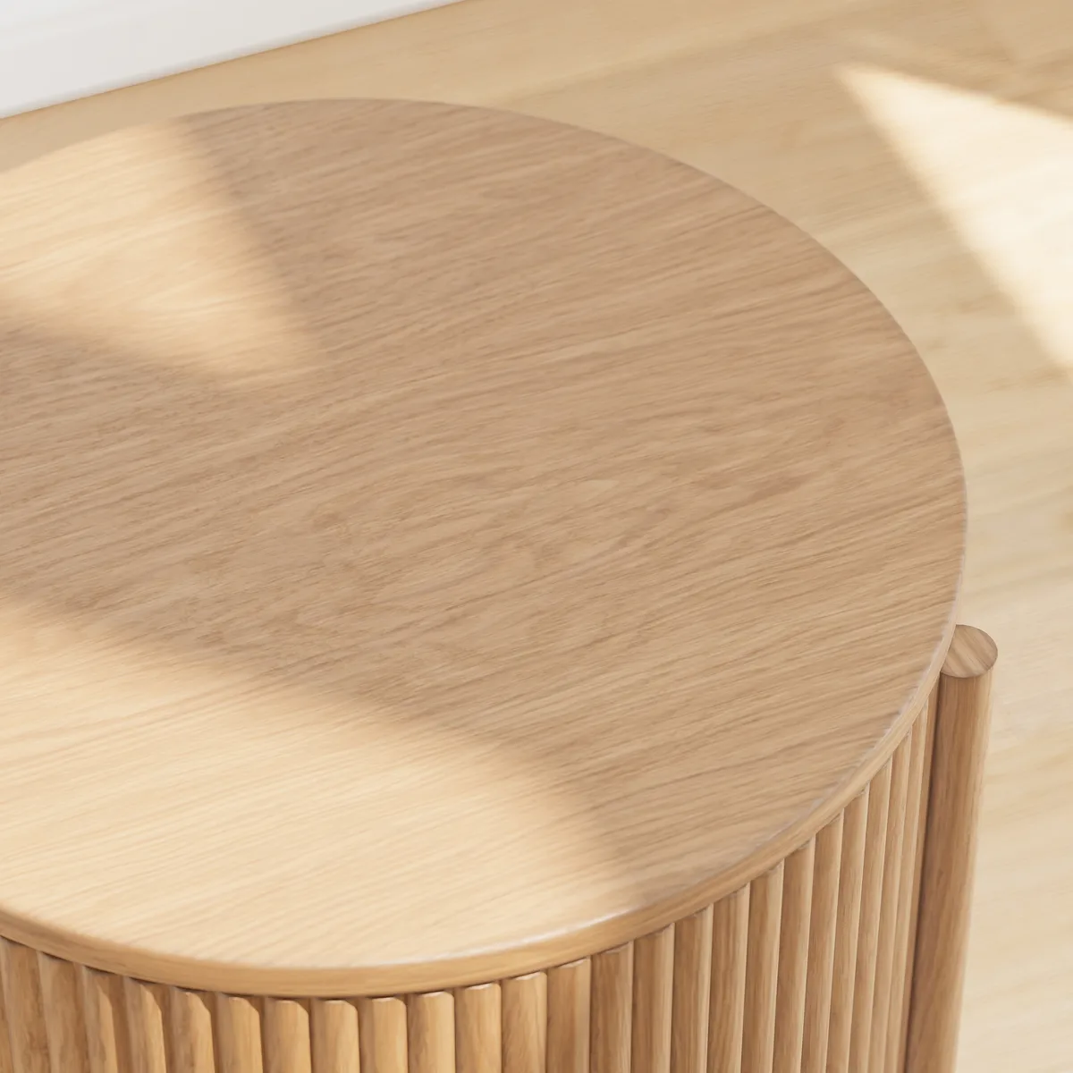 Round Fluted Side Table with Storage — image 8