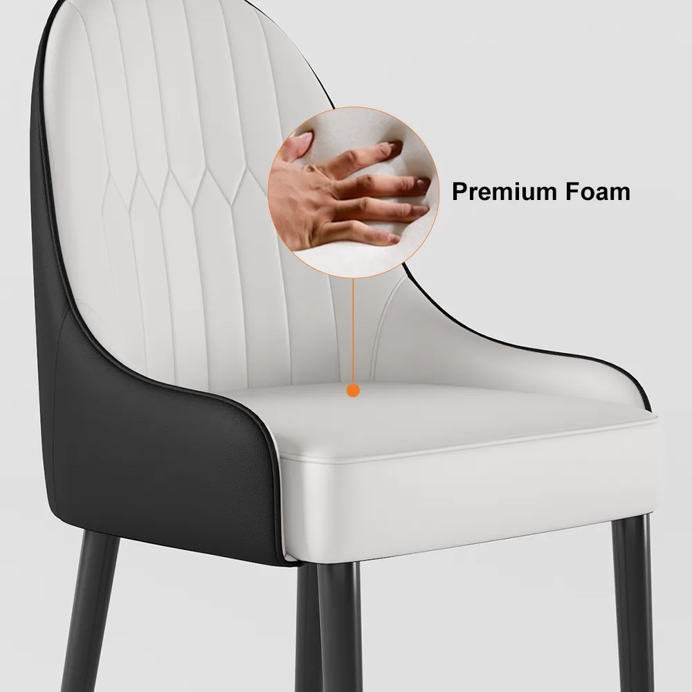 Darg Modern PU Leather 6-Piece Dining Chairs in White & Gray with Metal Legs — image 14