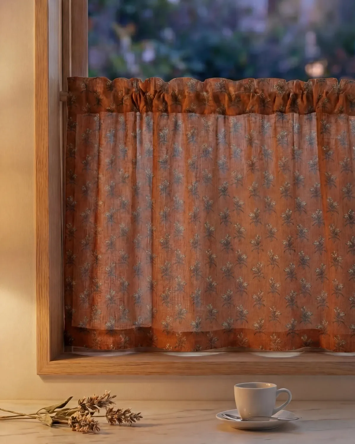Rhythm Floral Patterned Custom Cafe Curtain — image 3