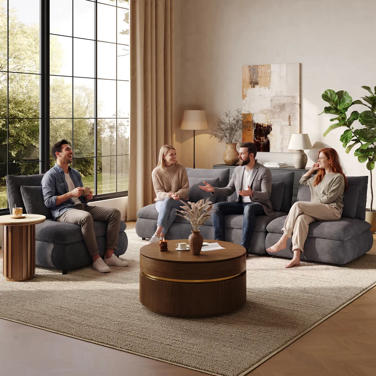 3-Piece Chenille Modular Sectional Sofa with Hidden Storage — image 15