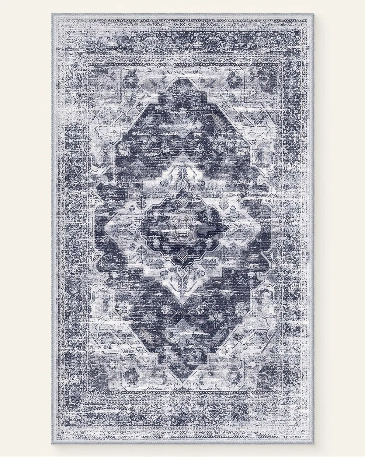 Diana's Garden Denim Blue Washable Area Rug