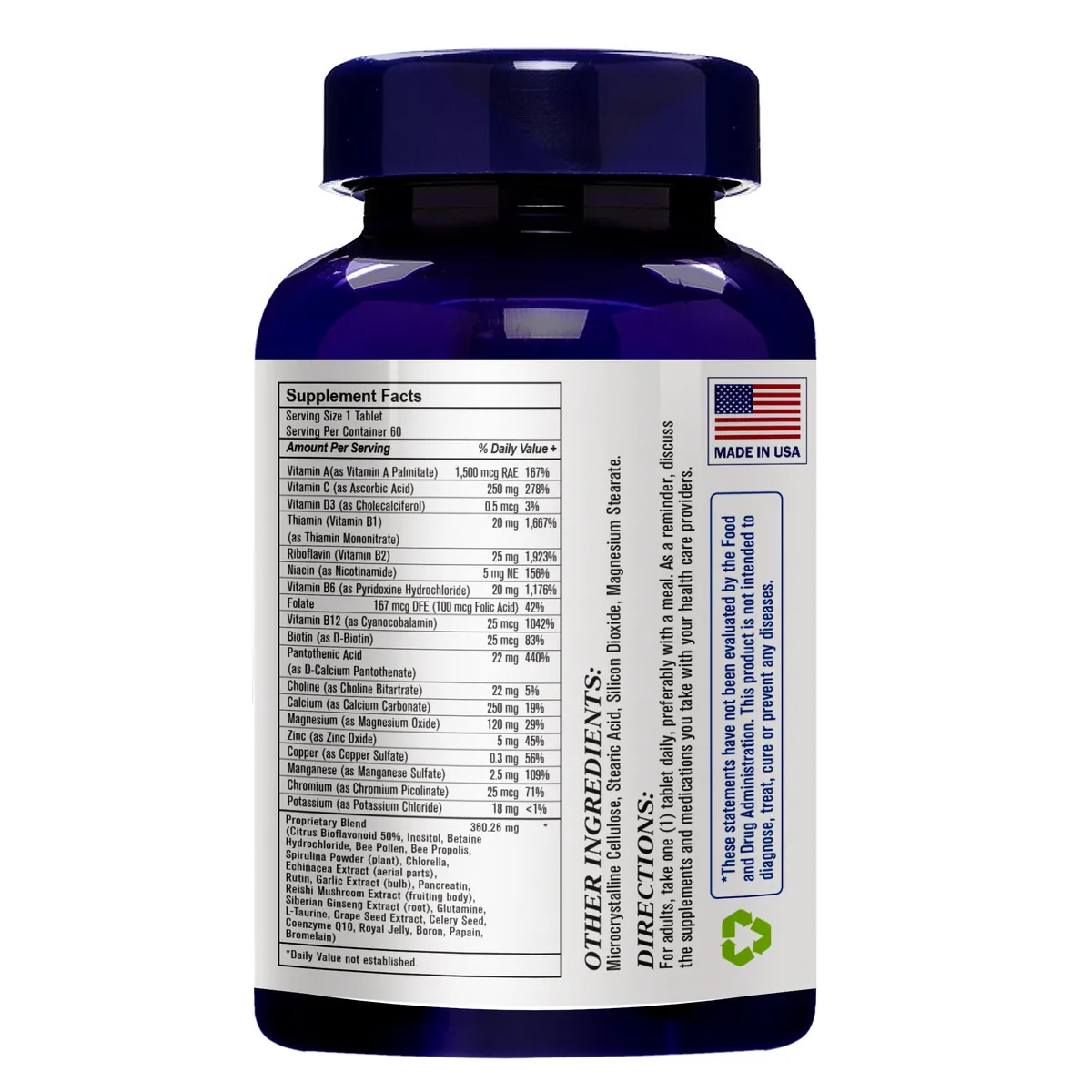 Megavite (Daily Wellness Formula with Vitamins, Minerals, Herbal Blend & Antioxidants), USA, FDA, GMP, NPAC-60 Tablets — image 3