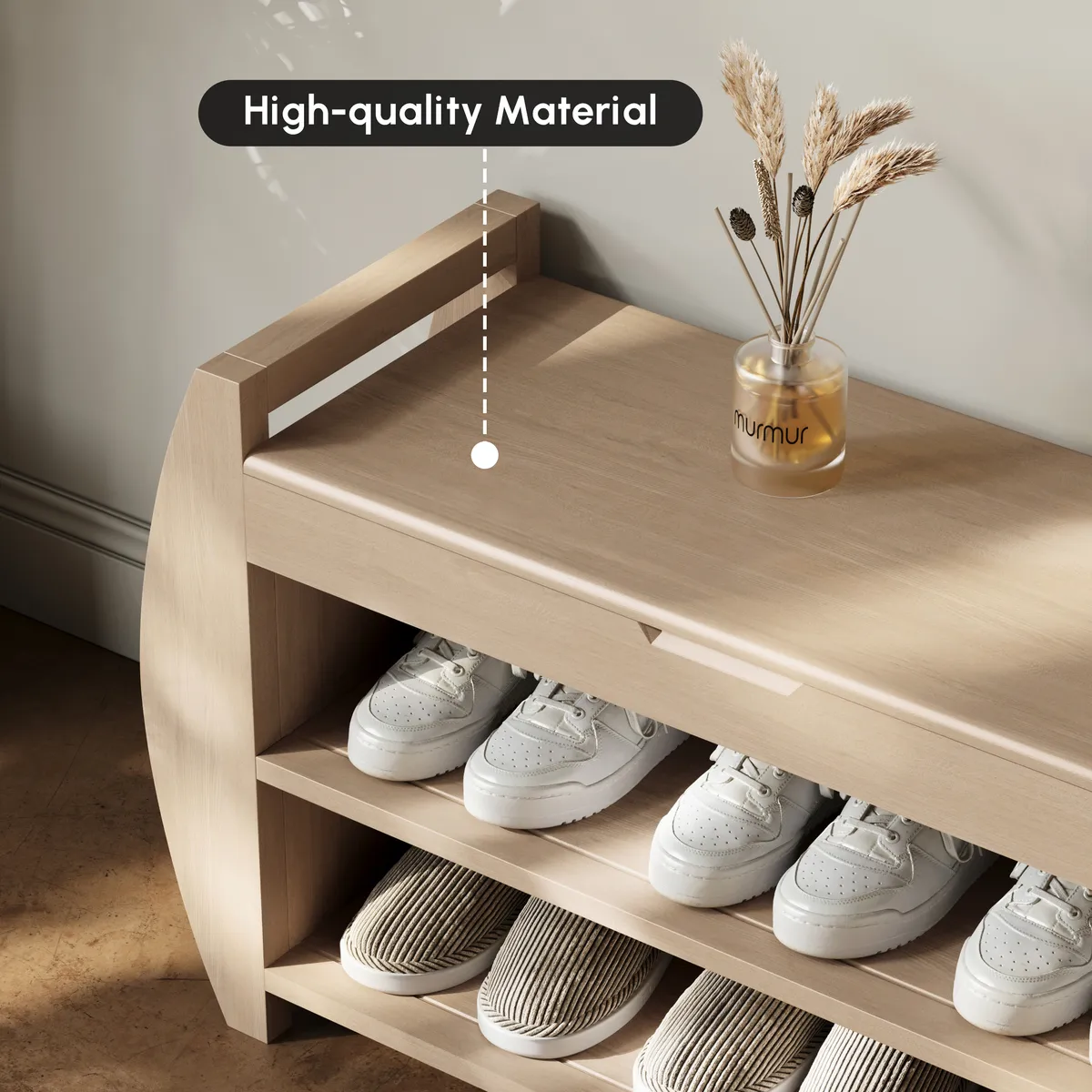 Shoe Storage Entryway Bench Wooden Shoe Rack in Brown (32.3'') — image 24