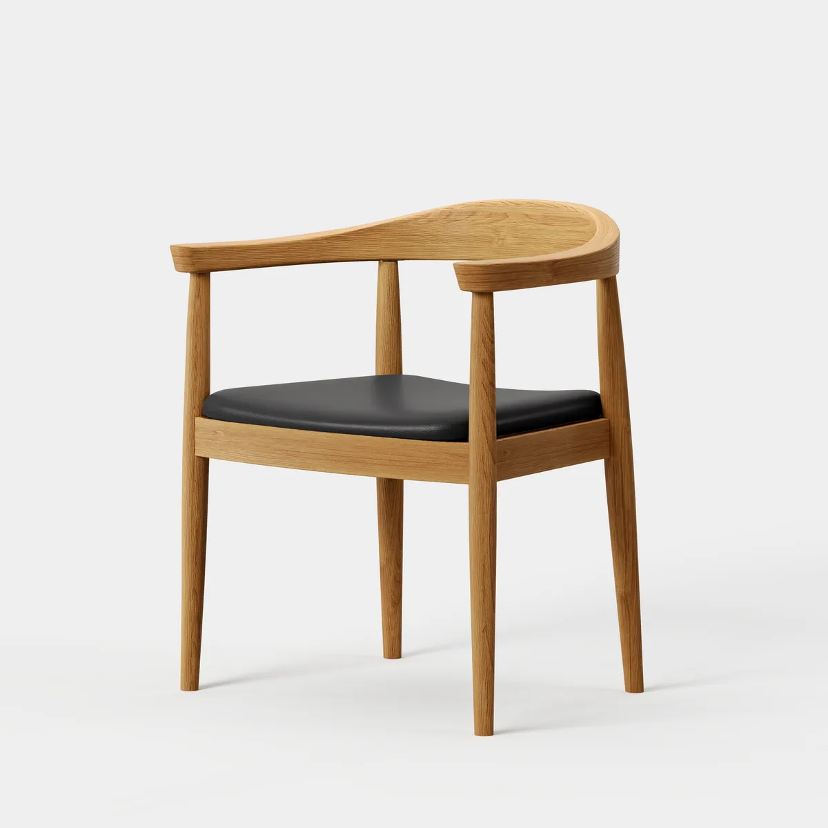 Modern Curved Back 4-Piece Dining Chair Upholstered Leather Walnut Wooden Armchair — image 9