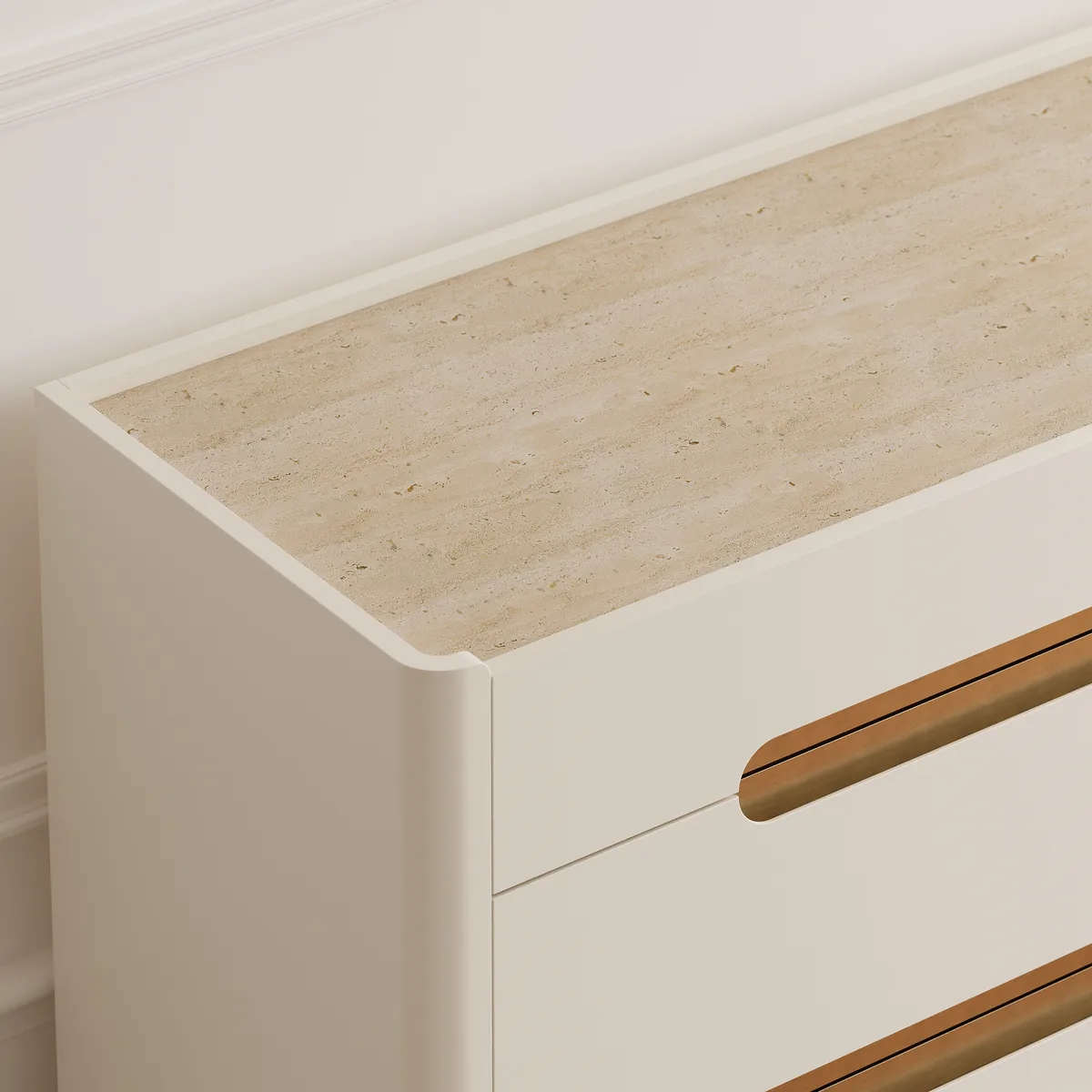 Horva 47" Faux Travertine Sintered Stone 6-Drawer Dresser — image 9