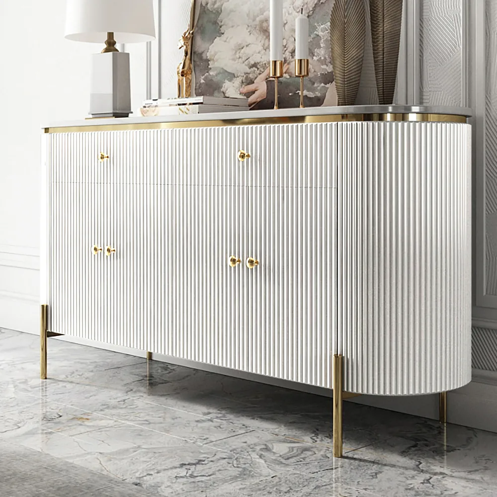 Yelly 55.1" Modern Marble Top Buffet & Sideboard Doors & Drawers & Shelves — image 5