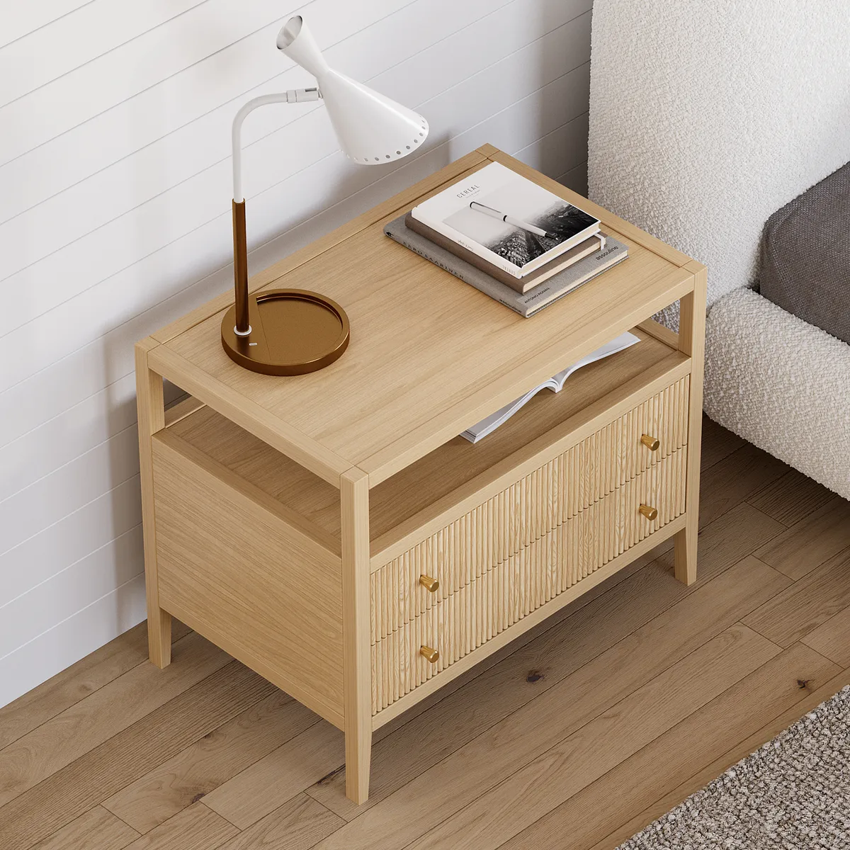 Stria Black Fluted 6-Drawer Dresser & 2 Wide Nightstands Set — image 14