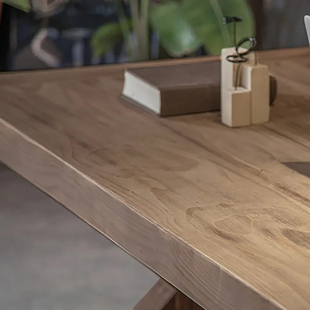 Vintage Style Pine wood Office Writing Desk with Trestle Leg in Natural Farmhouse Home Office Furniture Rectangular — image 9
