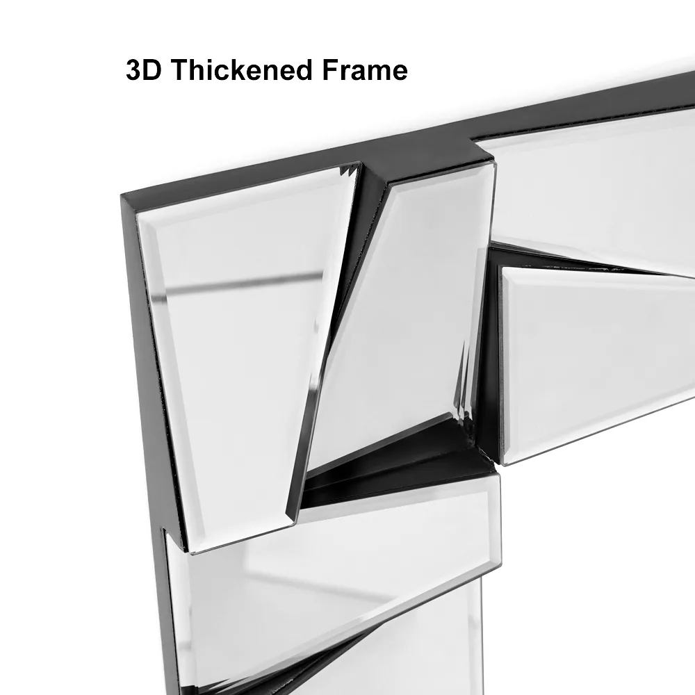 31.5" x 63" Oversized Rectangle Full Length Floor Mirror 3D Silver Glass Frame — image 15
