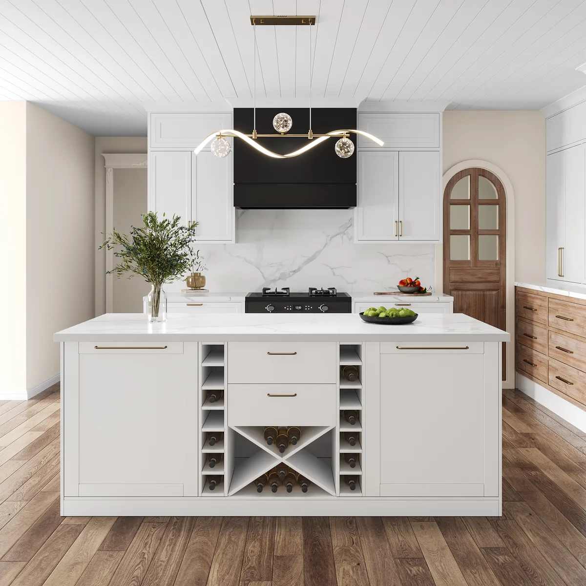 72" Modern Laminate Kitchen lsland Natural & White with Storage — image 22