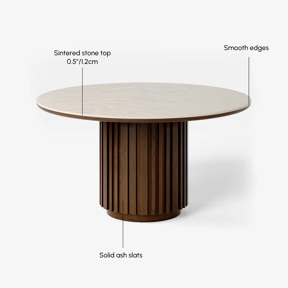 Dining Set 47" Round Faux Travertine Sintered Stone Dining Table with 4 Chairs — image 9