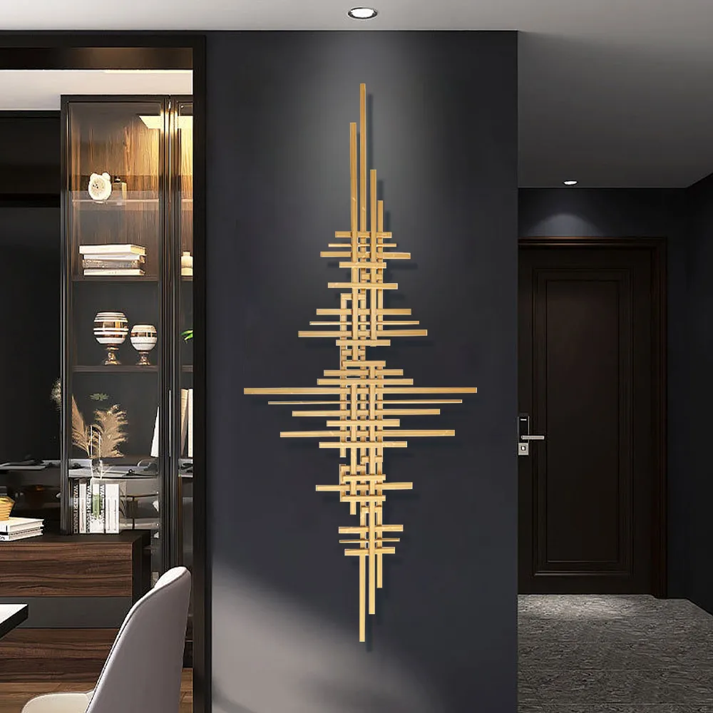 47.2" x 19.7" Geometric Modern Gold Lines Metal Wall Decor Hanging Accent Living Room — image 4