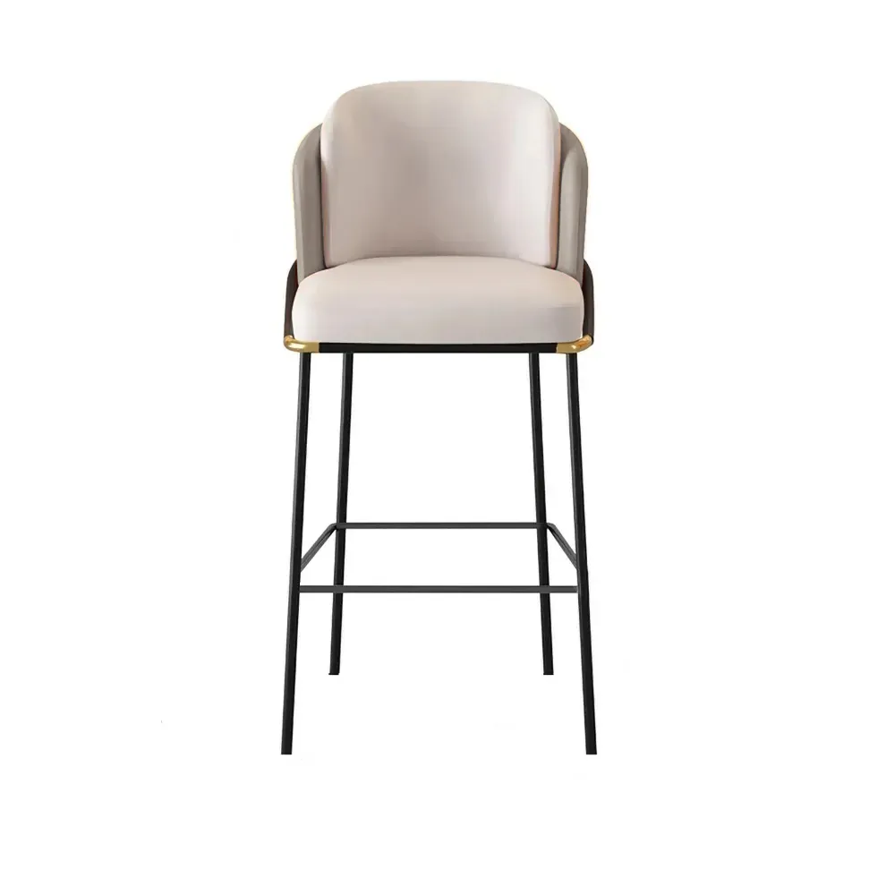 Modern PU Leather Counter Stool Black with Back & Footrest — image 22
