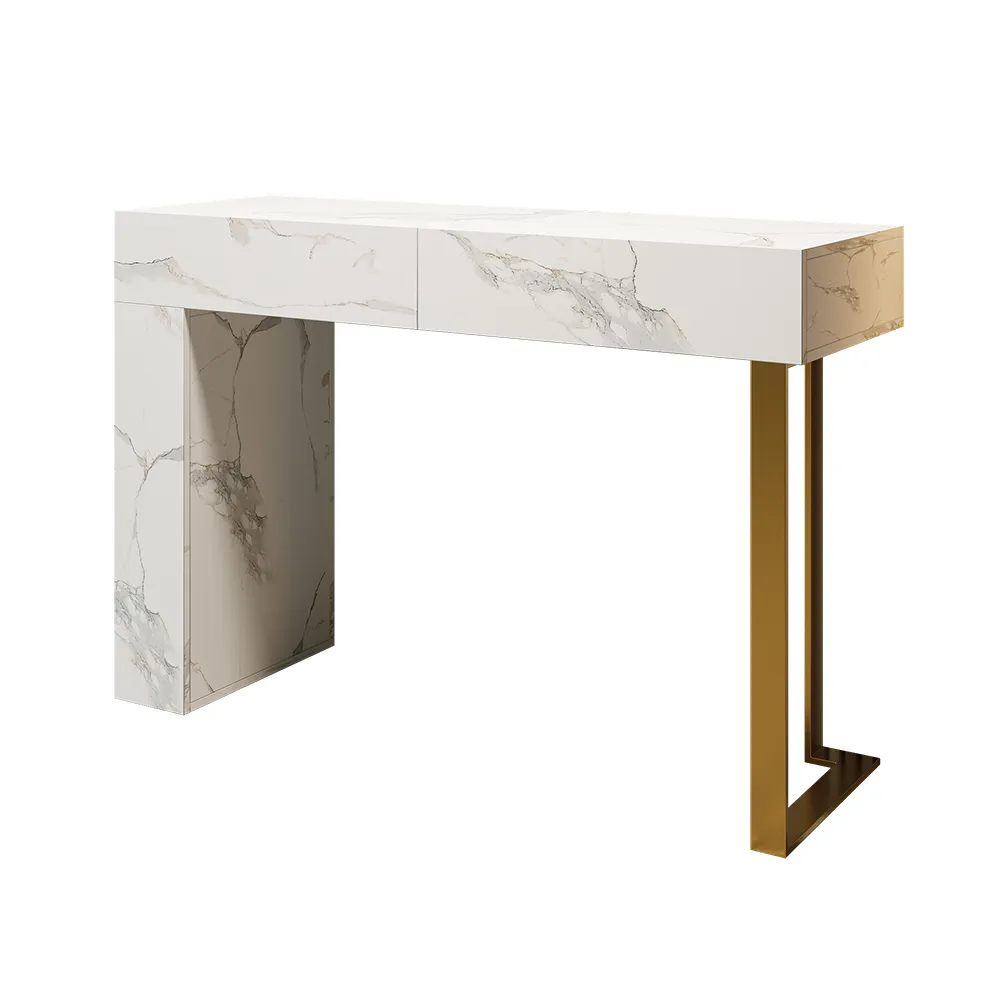47.2" Black Console Table Modern Accent Table For Entryway with 2 Drawers & Stainless Steeel Base — image 19