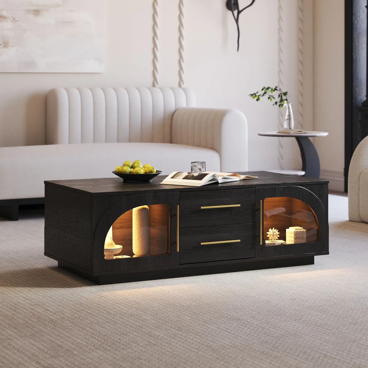 Arune Arched Glass Coffee Table Modern