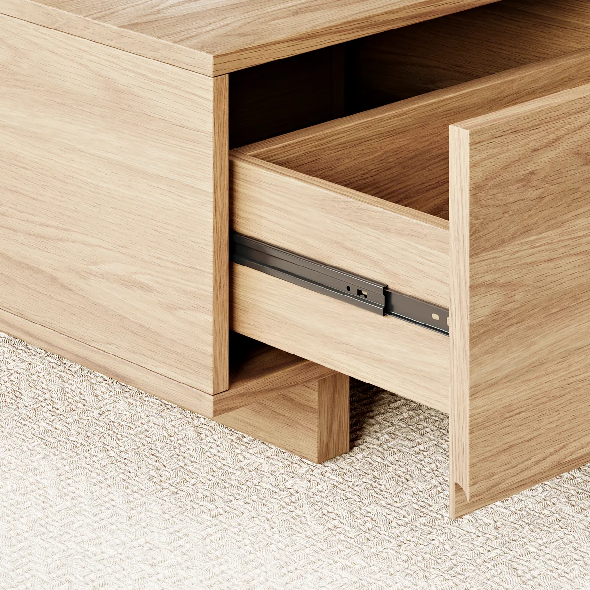 Quoint 68.9" Modern White Coffee Table Retracted & Extendable with 2-Drawer — image 28