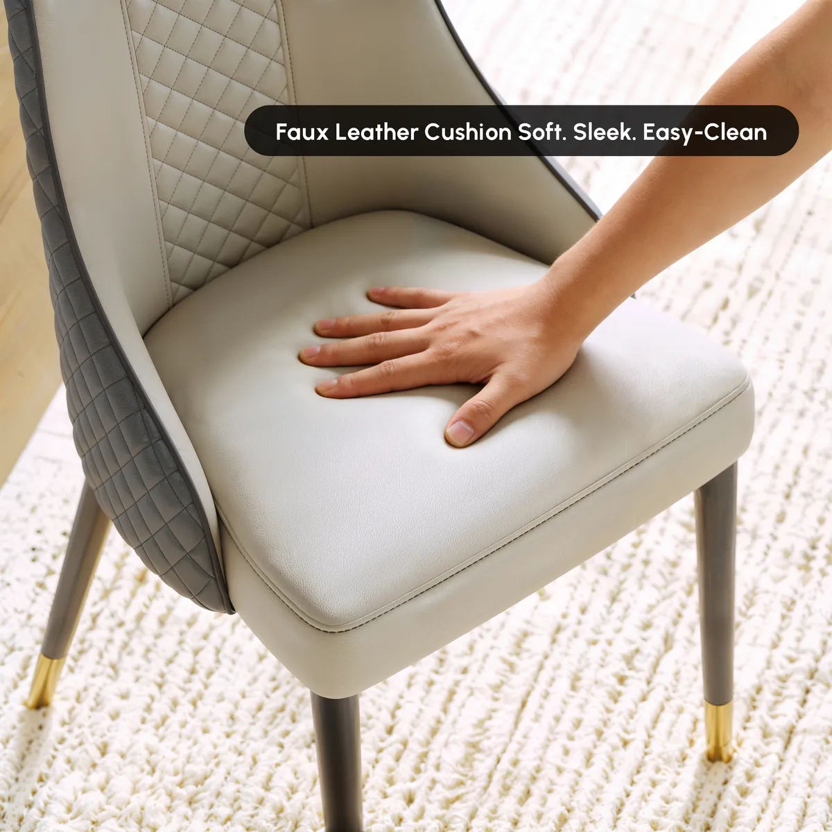 Diamic Black Faux Leather Dining Chairs with Upholstered — image 18