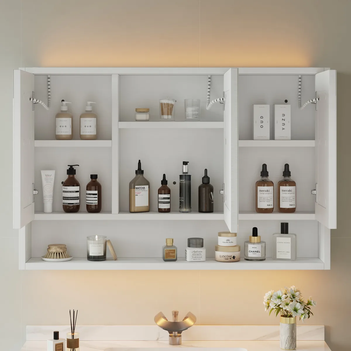 39" Black LED Medicine Cabinet with Adjustable Lighting, Demister & Digital Clock — image 23
